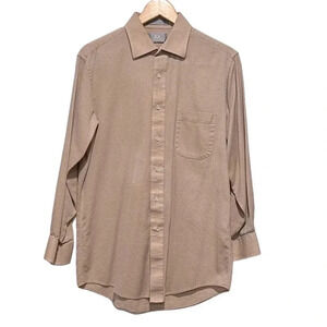 ❤️ 2/$11 Stafford 15 1/2 Beige Button Down Dress Shirt size 32